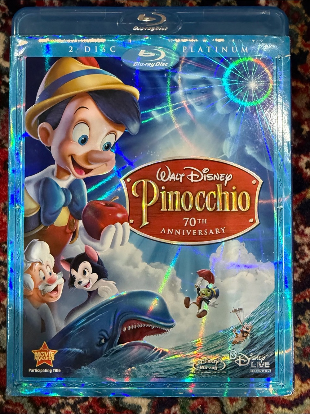 WALT DISNEY PINOCCHIO  70TH ANNIVERSARY BLUE-RAY PLATINUM DISC.